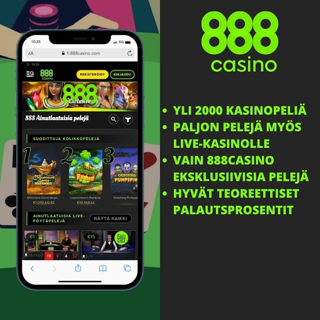 888casinon pelivalikoima esittelyssä