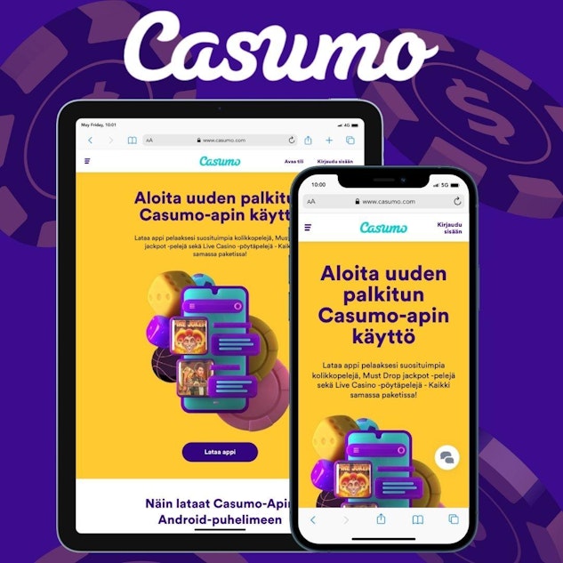 Casumo mobiilin lisaksi tarjolla on Casumo sovellus