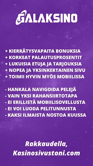 Kasinosivustoni Galaksino arvostelu tiivistetysti