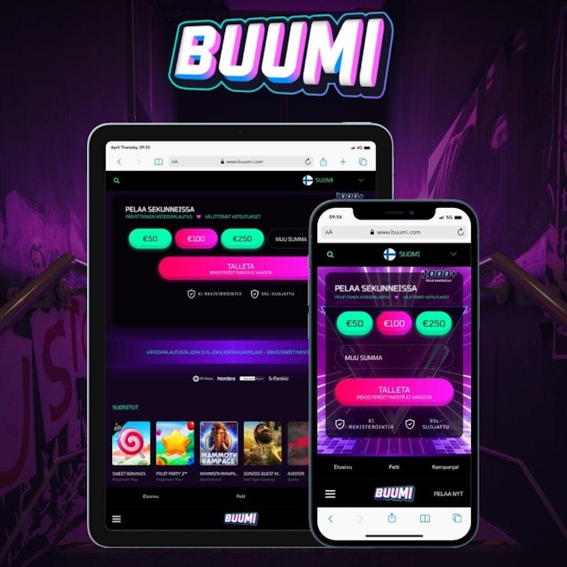 Buumi mobiilikasino kaytossa