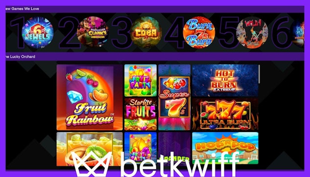Kuvassa betkwiff kasinon pelivalikoima tietokoneella