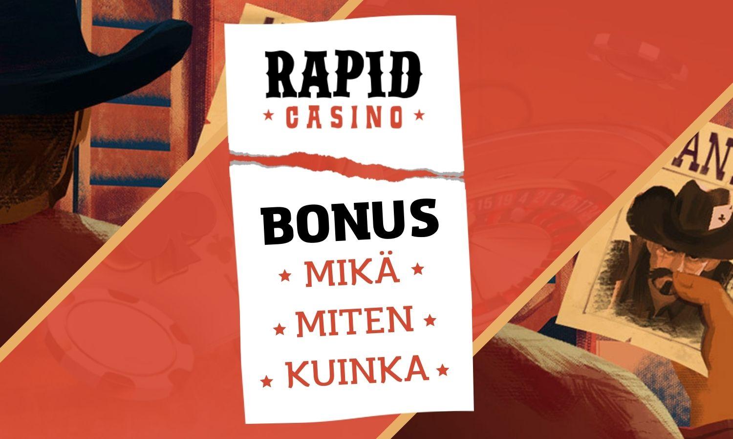 Rapid Casino bonus - Mikä on, miten toimii ja kuinka lunastaa?