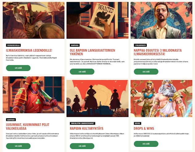 Rapid Casinon tarjoukset suomalaisille