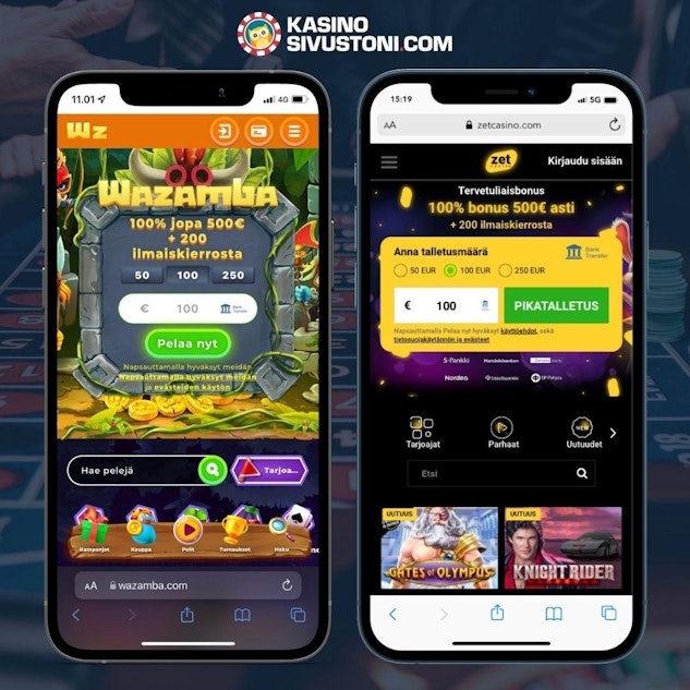 Wazamban ja zetcasinon suurimmat kasinobonukset