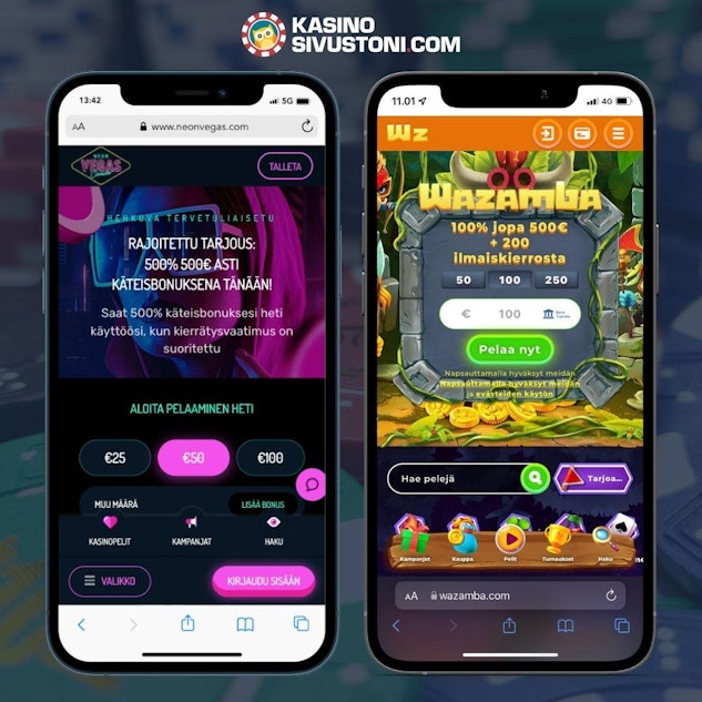 Neonvegas ja Wazamba tarjoavat uusimmat kasinobonukset
