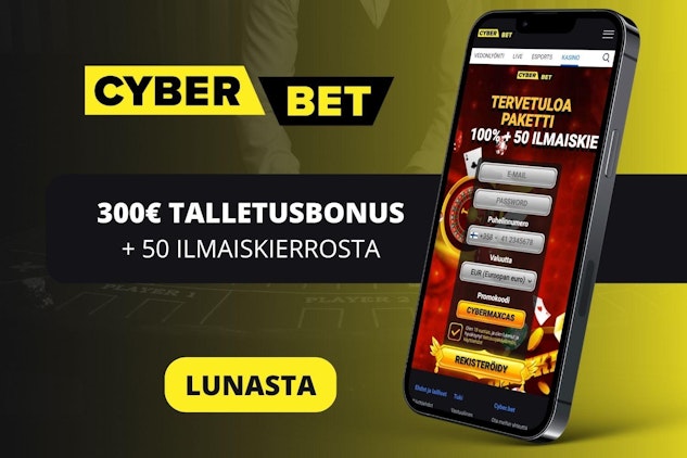 Cyberbet casinon bonus mobiililaittella ja lunastuspainike