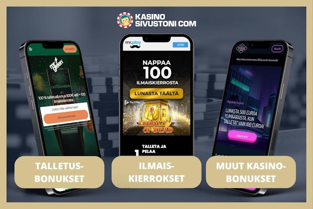 Nettikasinoiden eri kasinobonukset esittelyssa mobiililaitteille